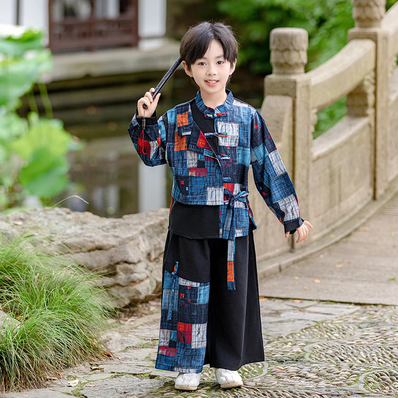 儿童装汉服套装男童春秋国风男孩2025新款新中式唐装古风演出服装