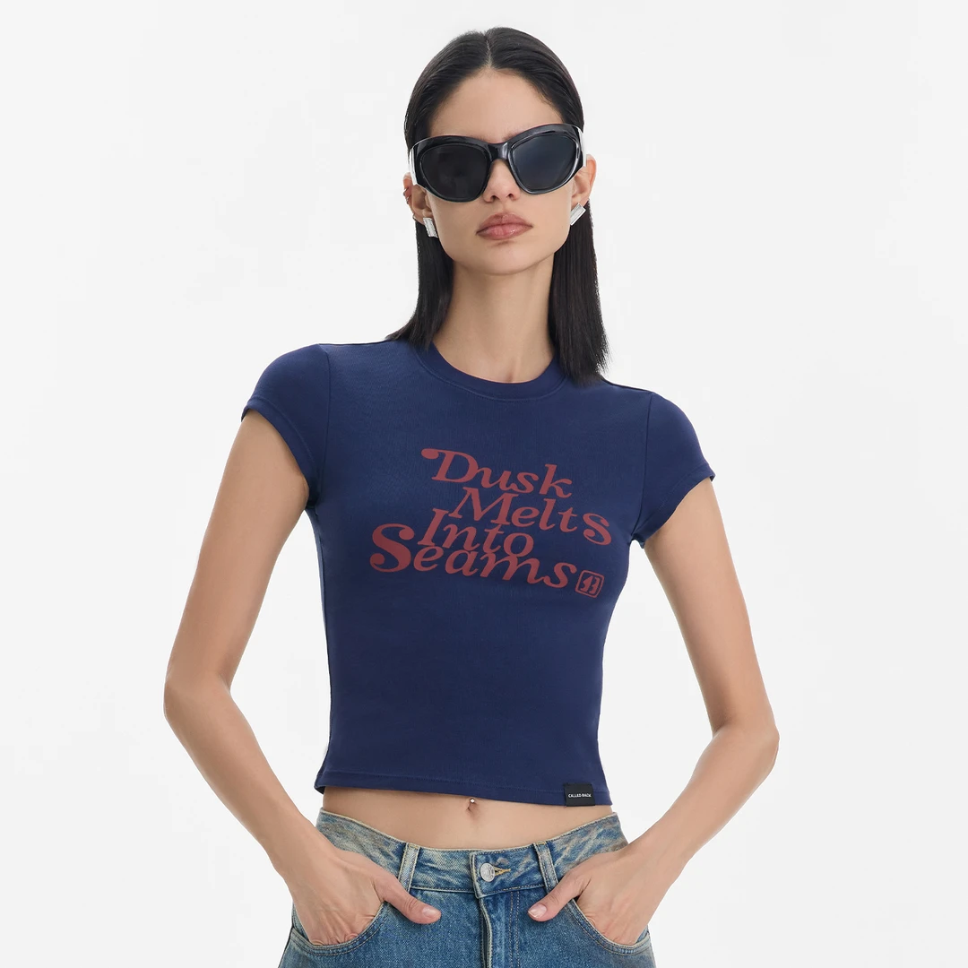 CALLED BACK短袖T恤女新款圆领百搭修身显瘦短款内搭打底上衣