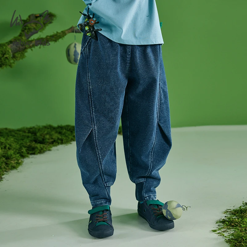 小日着美学童装宽松洋气软牛仔裤春季新款休闲长裤子TD1150N0
