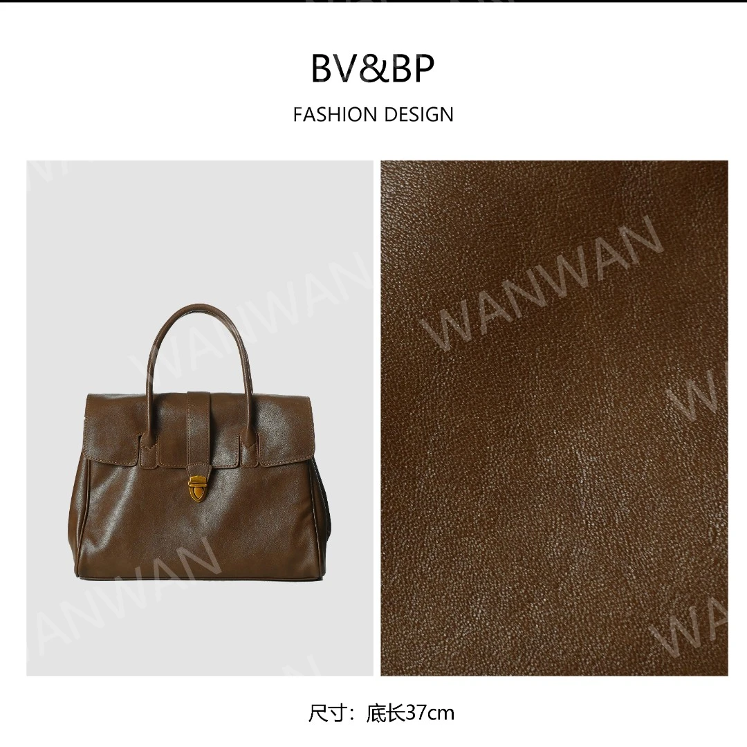 BV&BP秋冬新款翻盖金扣单肩女士手提公文包BV88201-摩卡棕