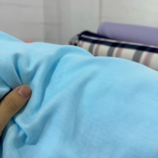 37 纯植物亚麻双层纱面料3米价 天蓝色 柔软透气完全不扎