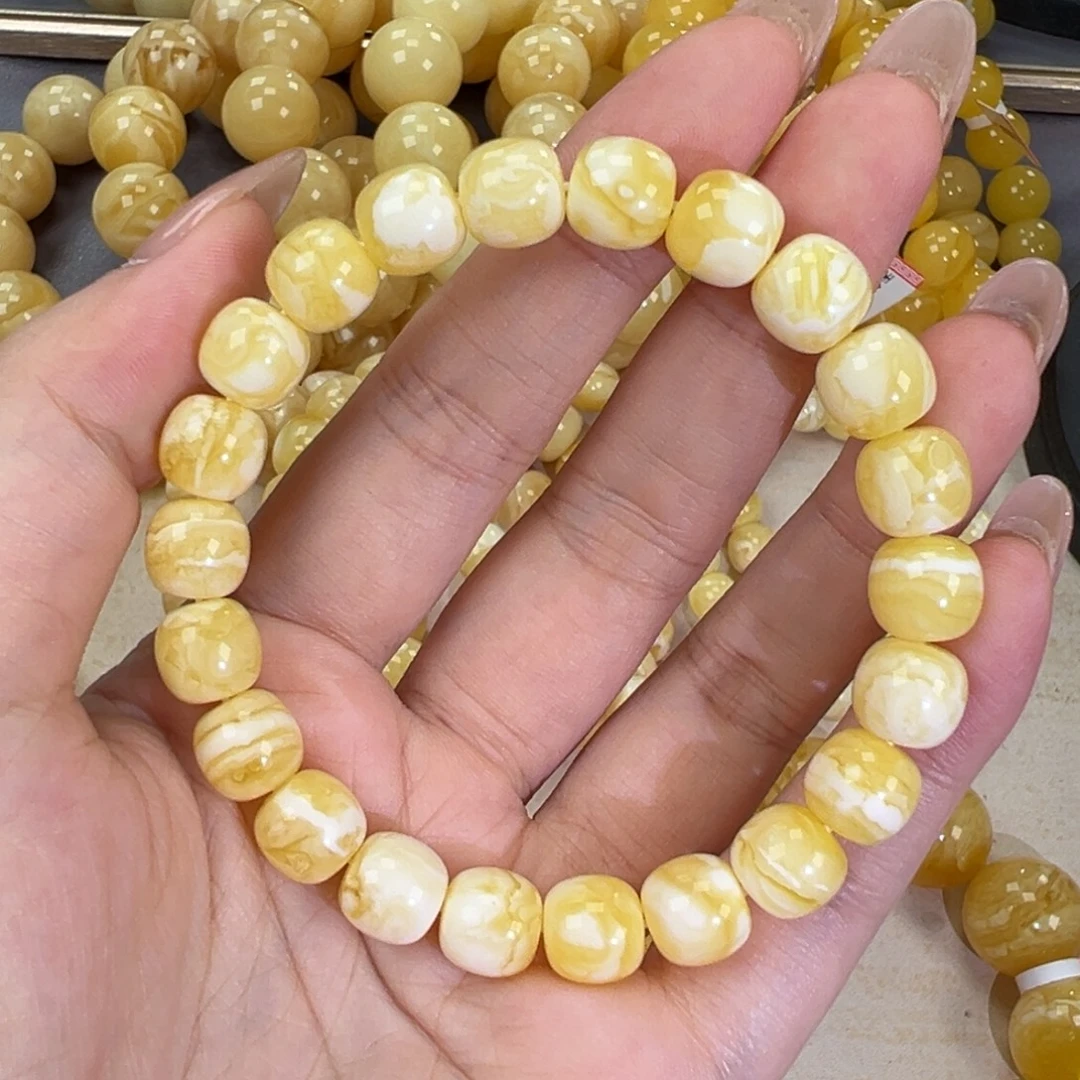 手链琥珀未镶嵌瓷白妖花