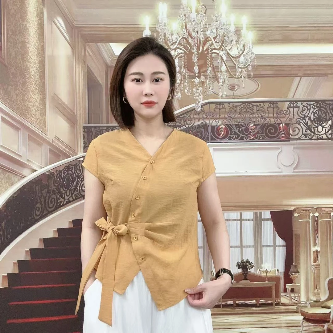 2025夏季新款时尚洋气百搭减龄显瘦女士气质T恤短袖设计师上衣