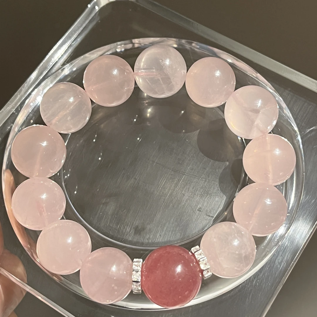 925银仿水晶银制品 雾粉崎镜手链
