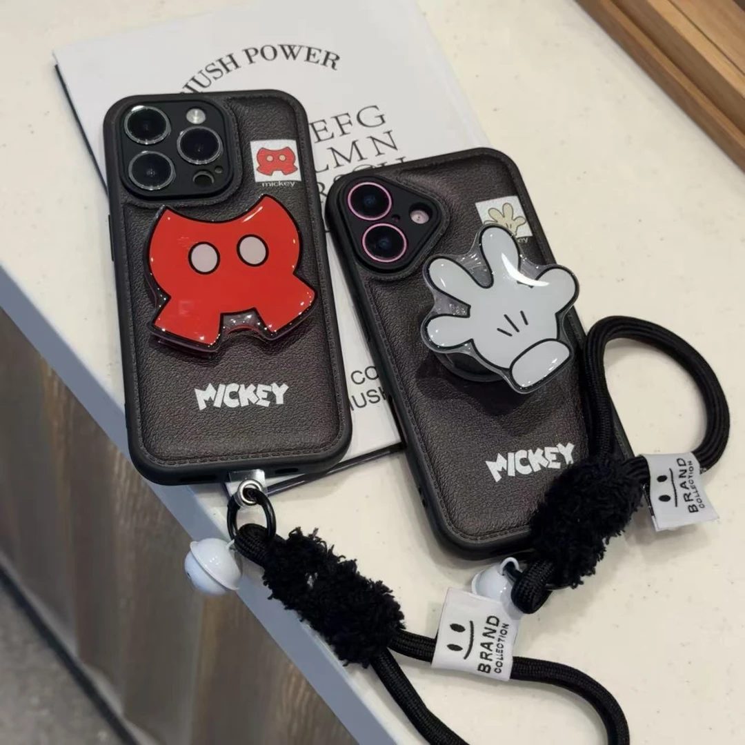 米奇裤子手掌支架挂绳适用苹果17/16气垫手机壳华为vivo小米oppo