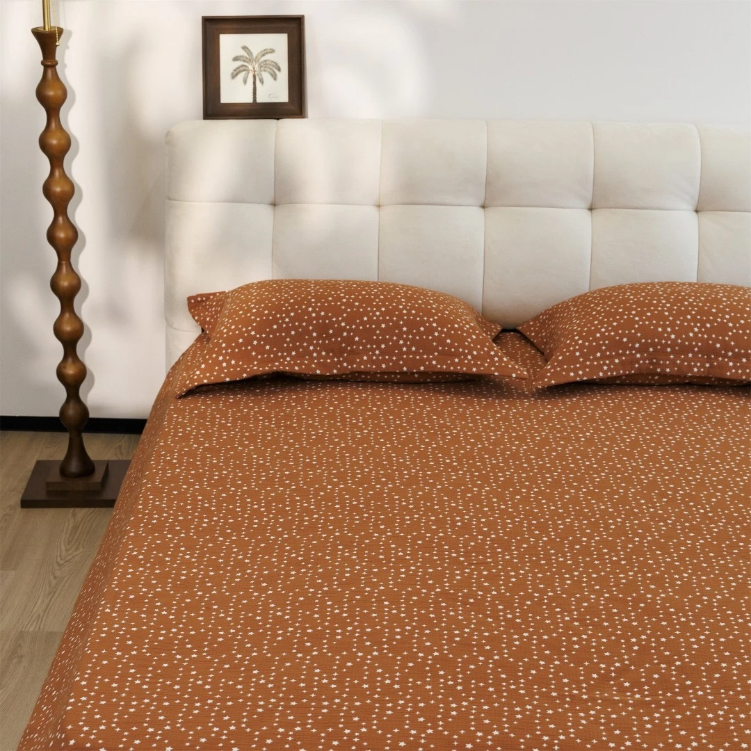 雅赞【三层褶皱纱布星星毯】双面全棉柔软透气休闲毯午睡毯可铺可盖