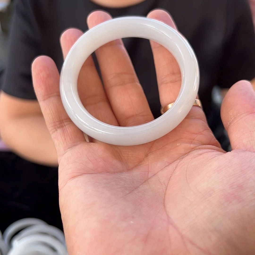 和田玉手镯未镶嵌老坑冰烟紫