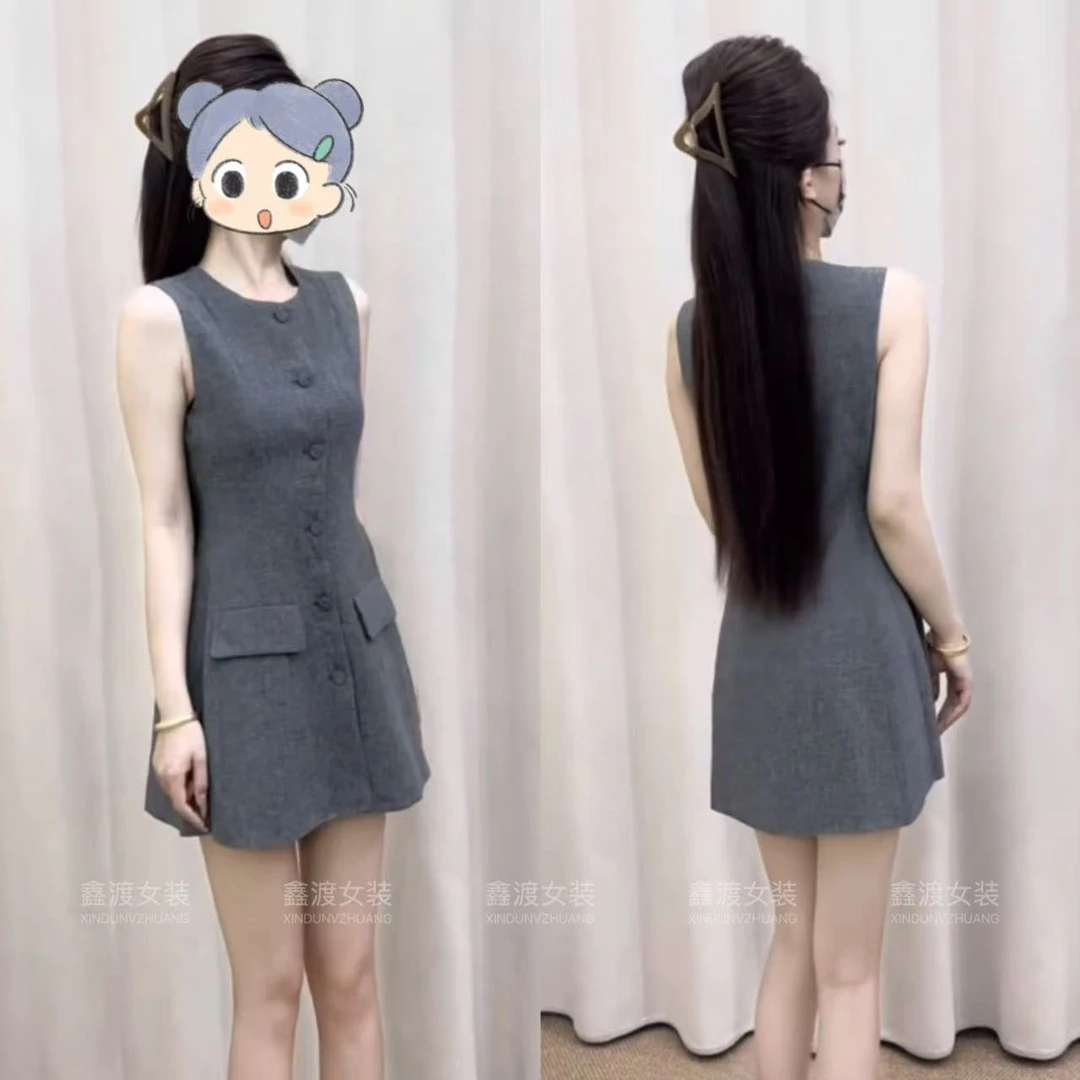 2025夏季新款时尚显瘦气质女士网红洋气连衣裙百搭款D9945