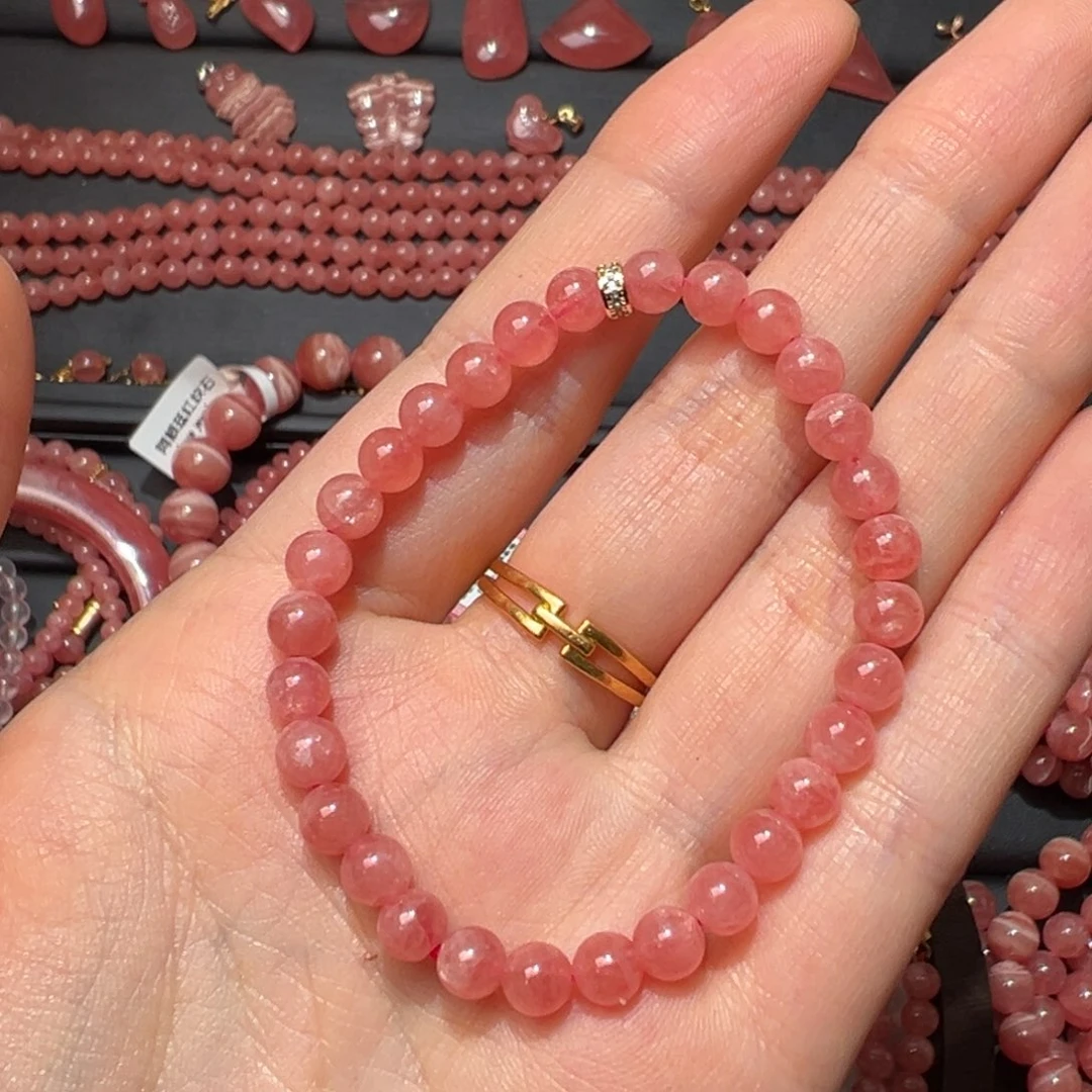 菱锰矿（红纹石）未镶嵌手绳