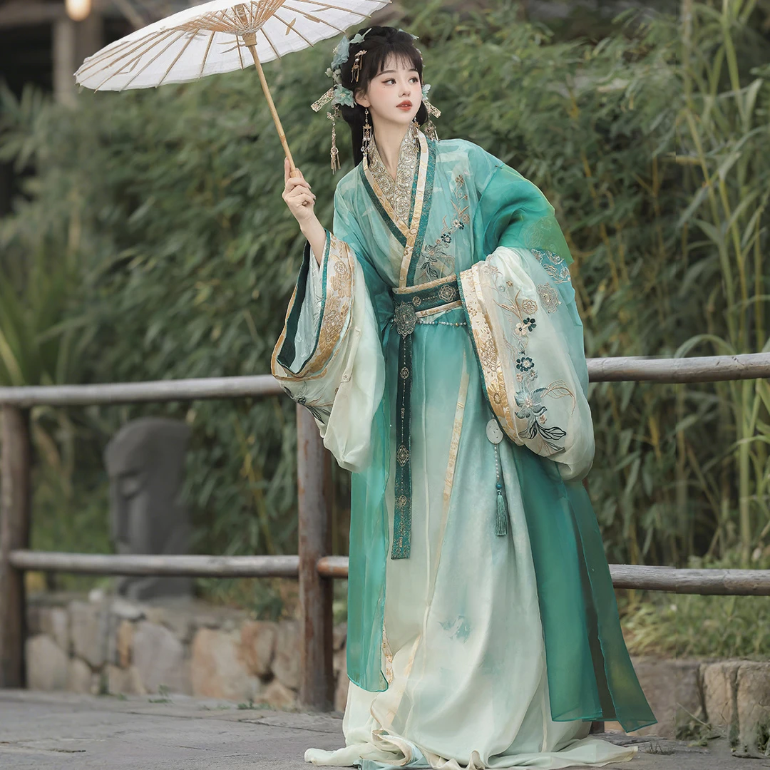 锦慕汉服【浮光掠影】女披帛腰封外直裾内直裾吊带褶裙套装超仙