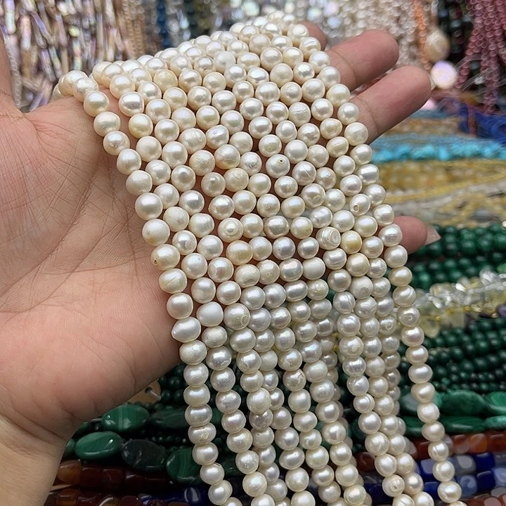玛瑙/玉髓未镶嵌珠宝半成品一条7mm左右珍珠