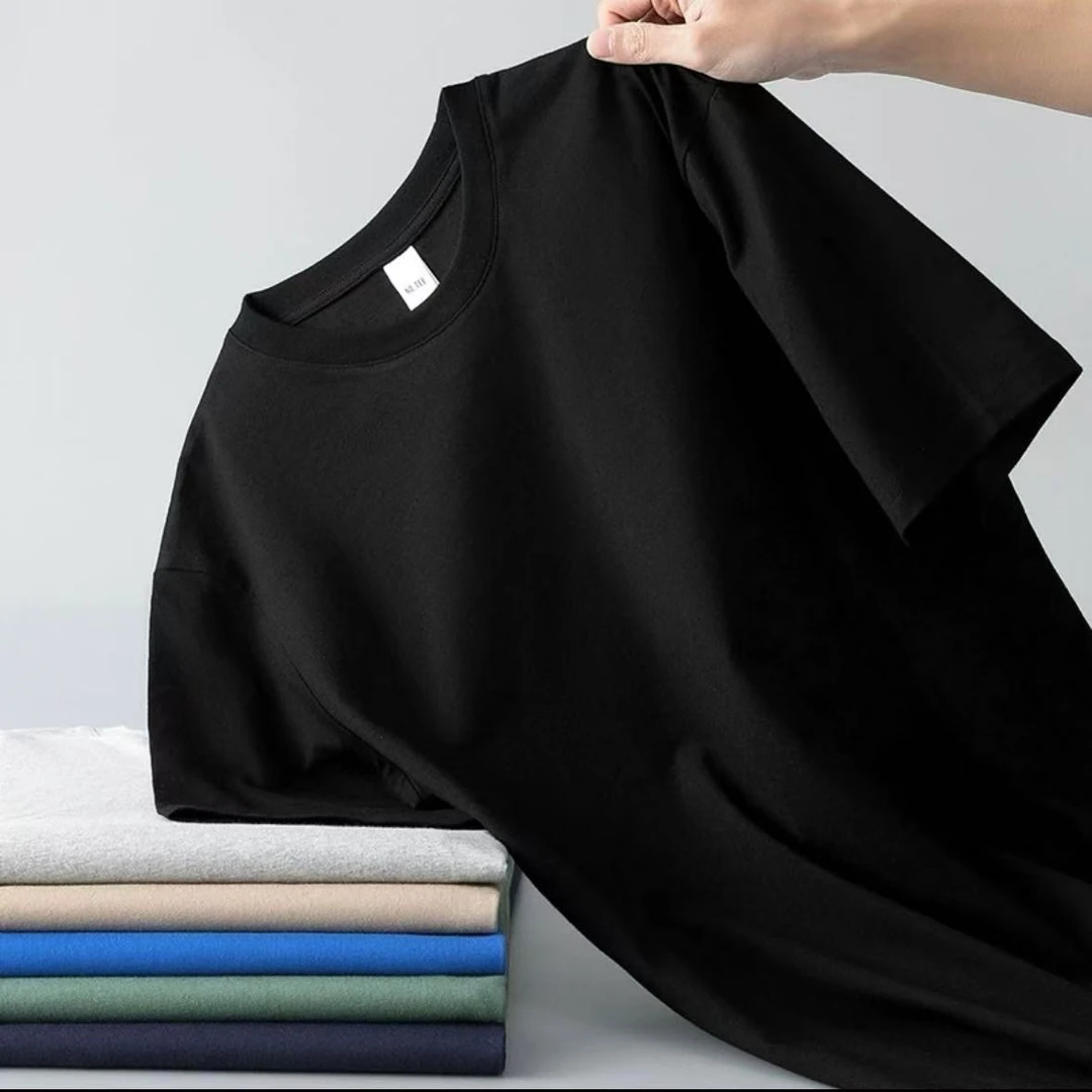 【商场同款]重磅纯棉短袖T恤男女同款短袖时尚印花宽松圆领夏季