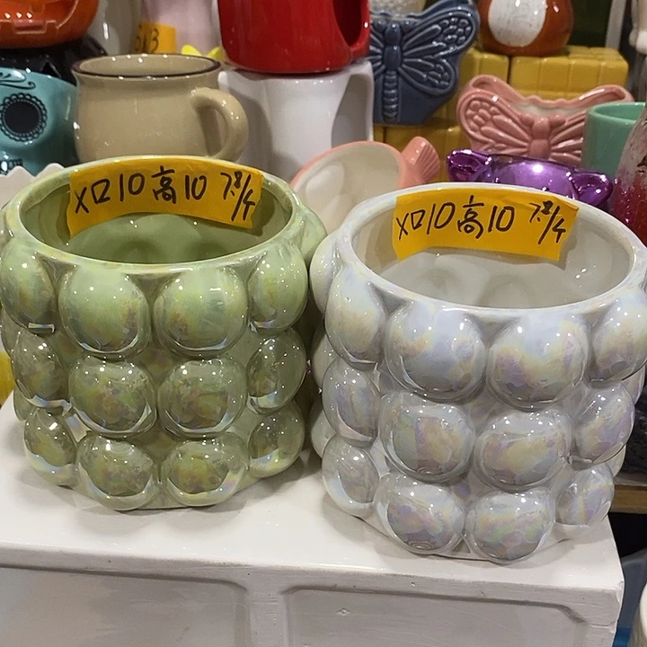 陶盆有孔 瑕疵针孔漏釉介意勿拍外口 10外13高10