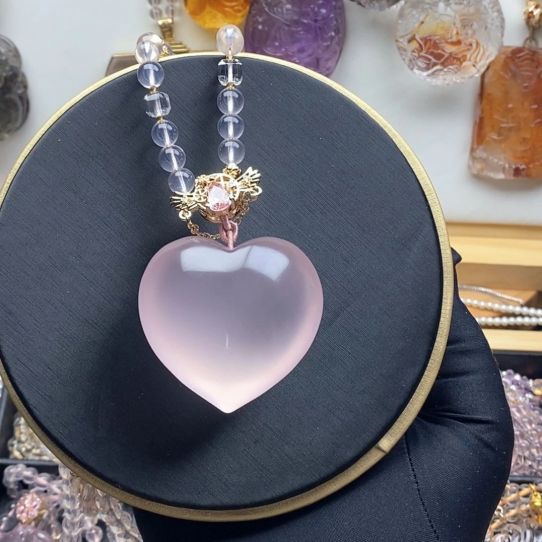 颈饰未镶嵌水晶粉水晶大爱心
