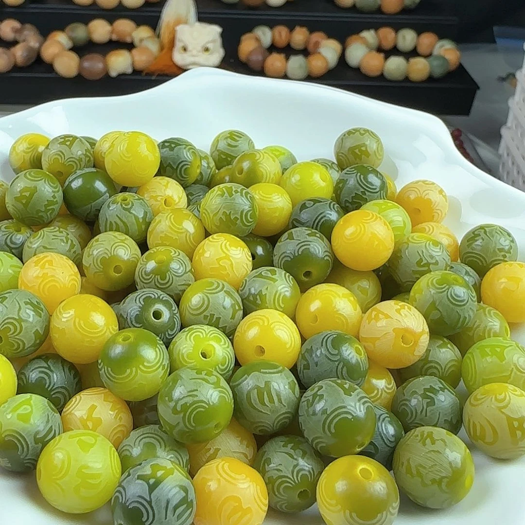 菩提根/象牙果手串卡12青柠六字真言100颗➕20颗