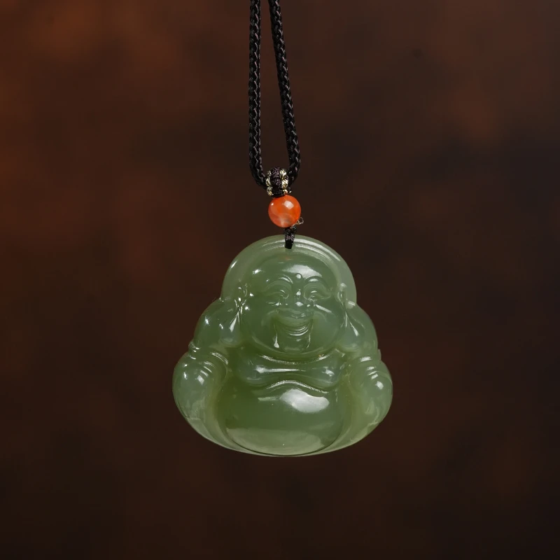 【鑫浩】新疆和田玉-沙枣青佛公吊坠挂件一件30mm