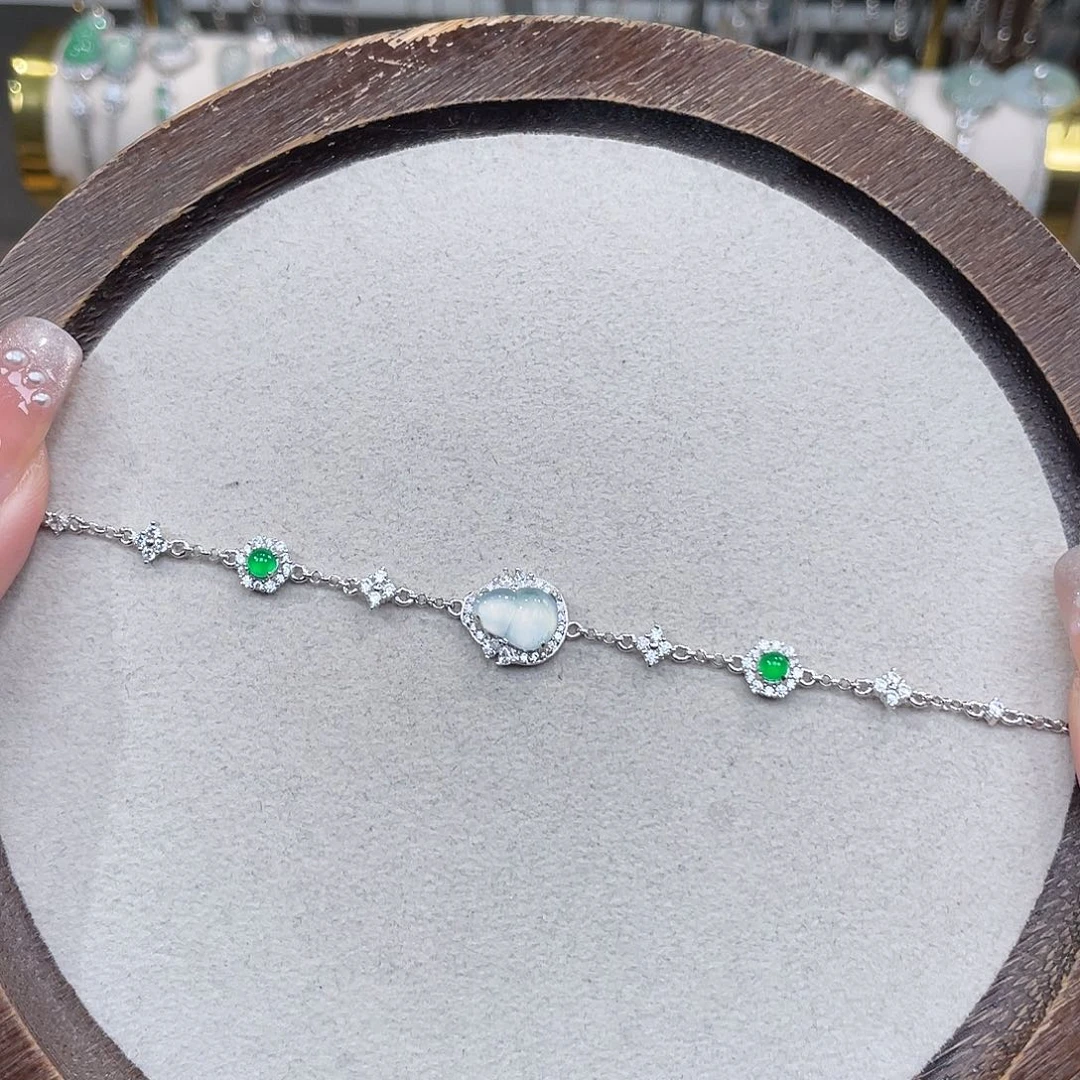 翡翠银S925镶嵌手链