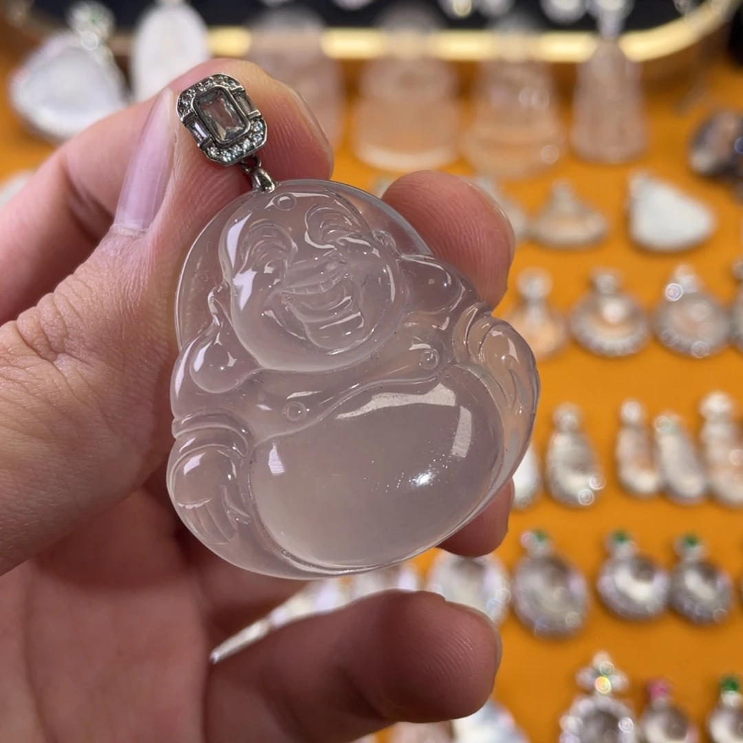 石英质玉银S925镶嵌颈饰大佛公