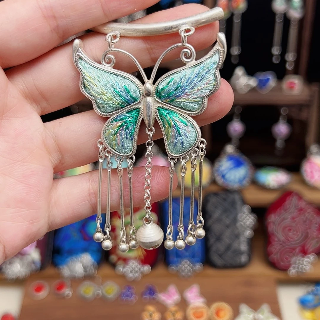 黄铜925银布艺手工刺绣