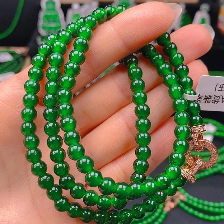 翡翠未镶嵌耳饰天然A货翡翠珠链5