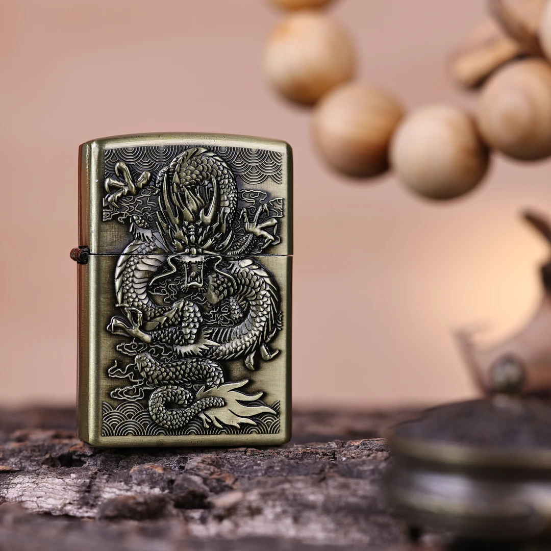 【火机华南仓】中国龙浮雕创意煤油打火机