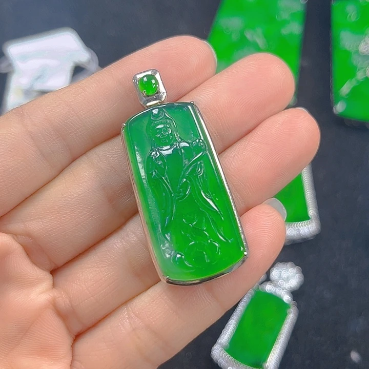 翡翠吊坠(不含链)银S925镶嵌
