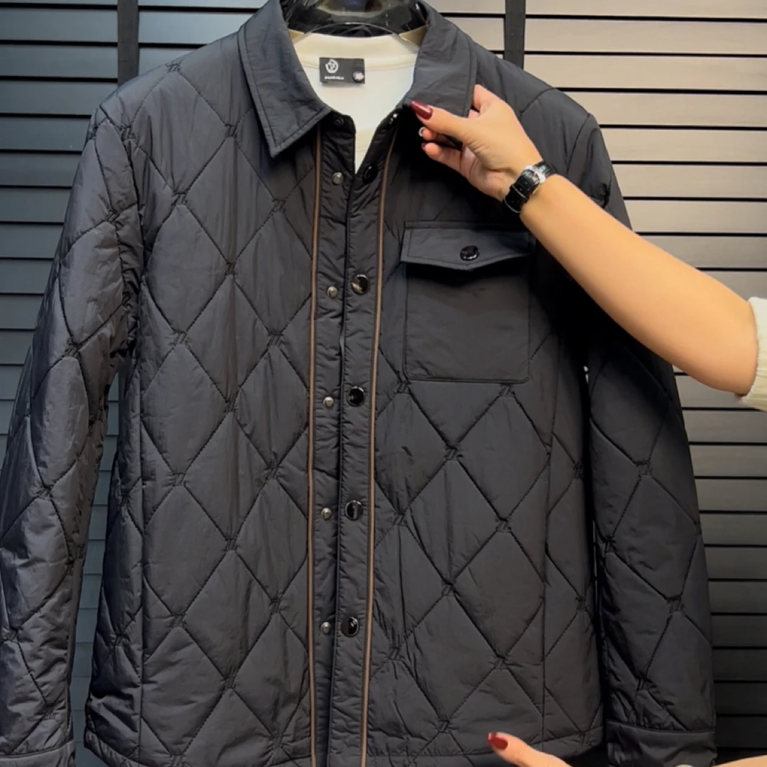 男士秋季翻领收口袖单排扣常规款宽松型夹克秋季薄棉夹克