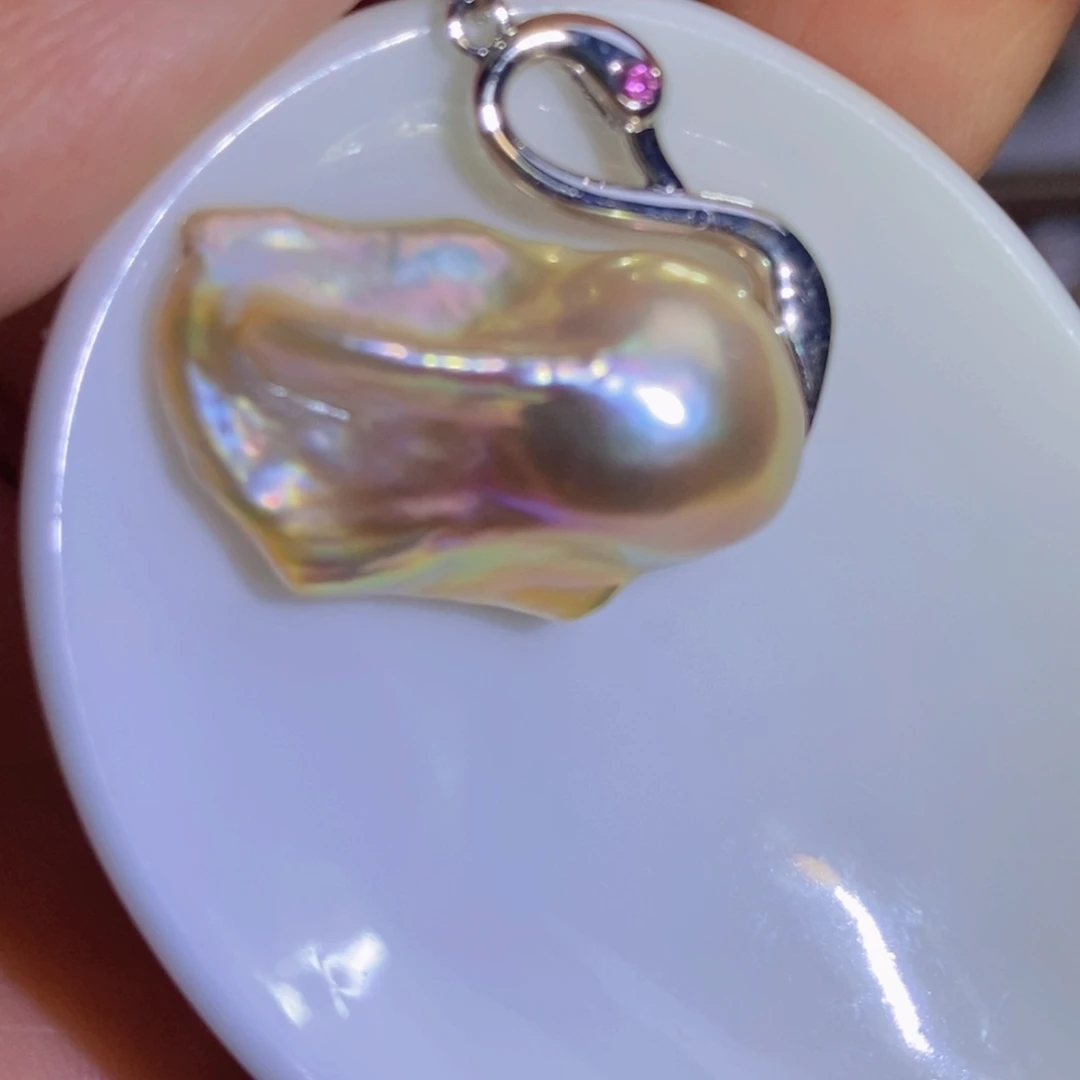 银S925镶嵌珍珠淡水珍珠