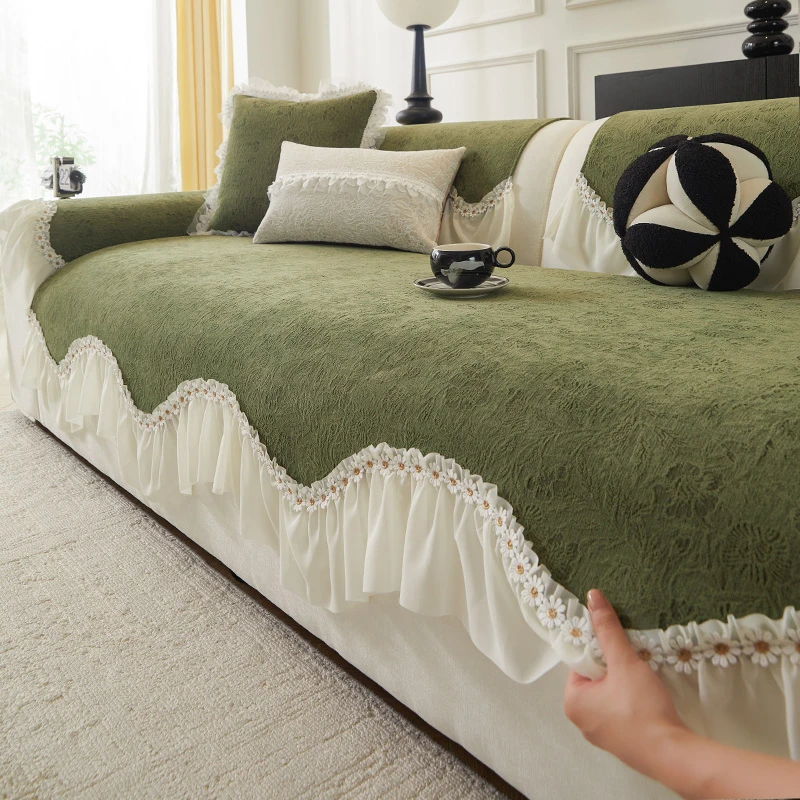 法式雪尼尔沙发垫四季通用2025新款异形防滑套罩直排沙发坐垫盖布