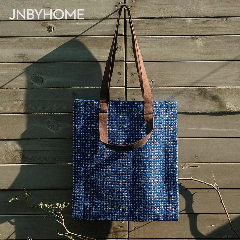 JNBYHOME江南布衣25春新品小众绿色格子腋下手拎随身复古小布包