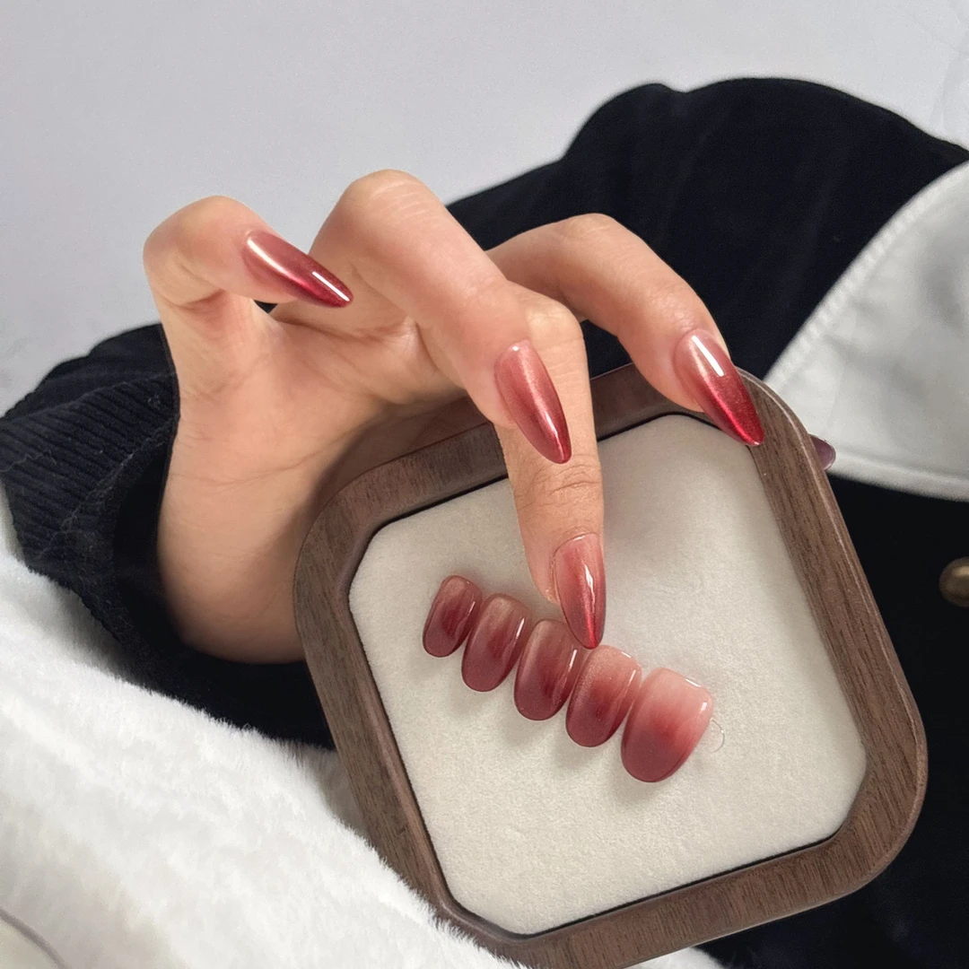 【小长虹】纯手工穿戴甲新春红色喜庆特调红色猫眼