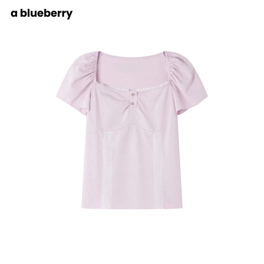 a blueberry蕾丝拼接短T BY1204391