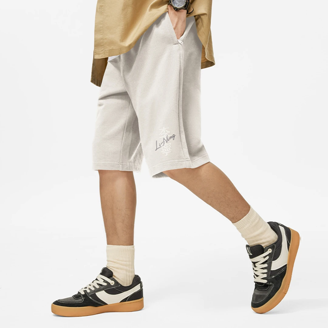 【印花短裤】李宁男士休闲运动夏裤子针织透气休闲运动裤AKSU621