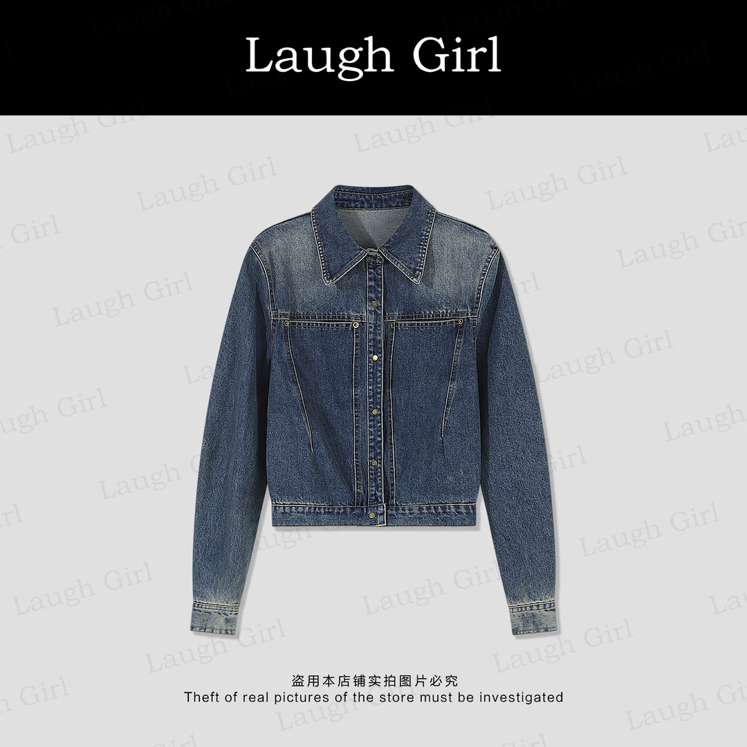 楚楚君 Laugh girl【顶流牛仔】早秋款港风复古牛仔外套 WL53755J