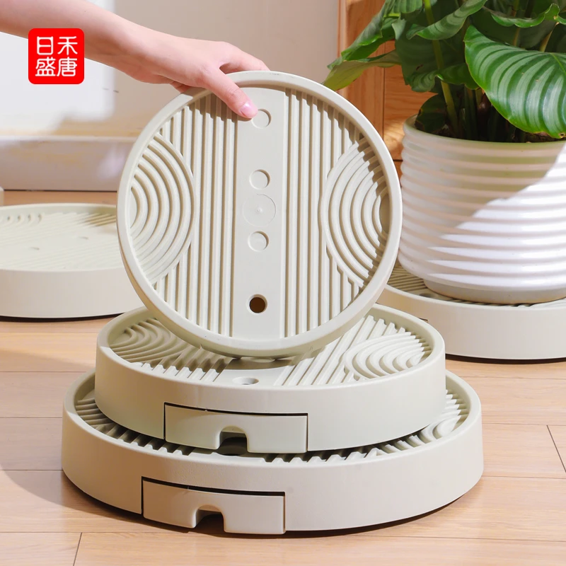移动花盆托盘带轮加厚底盘垫底座塑料盆栽万向滚轮塑料花盘可排水