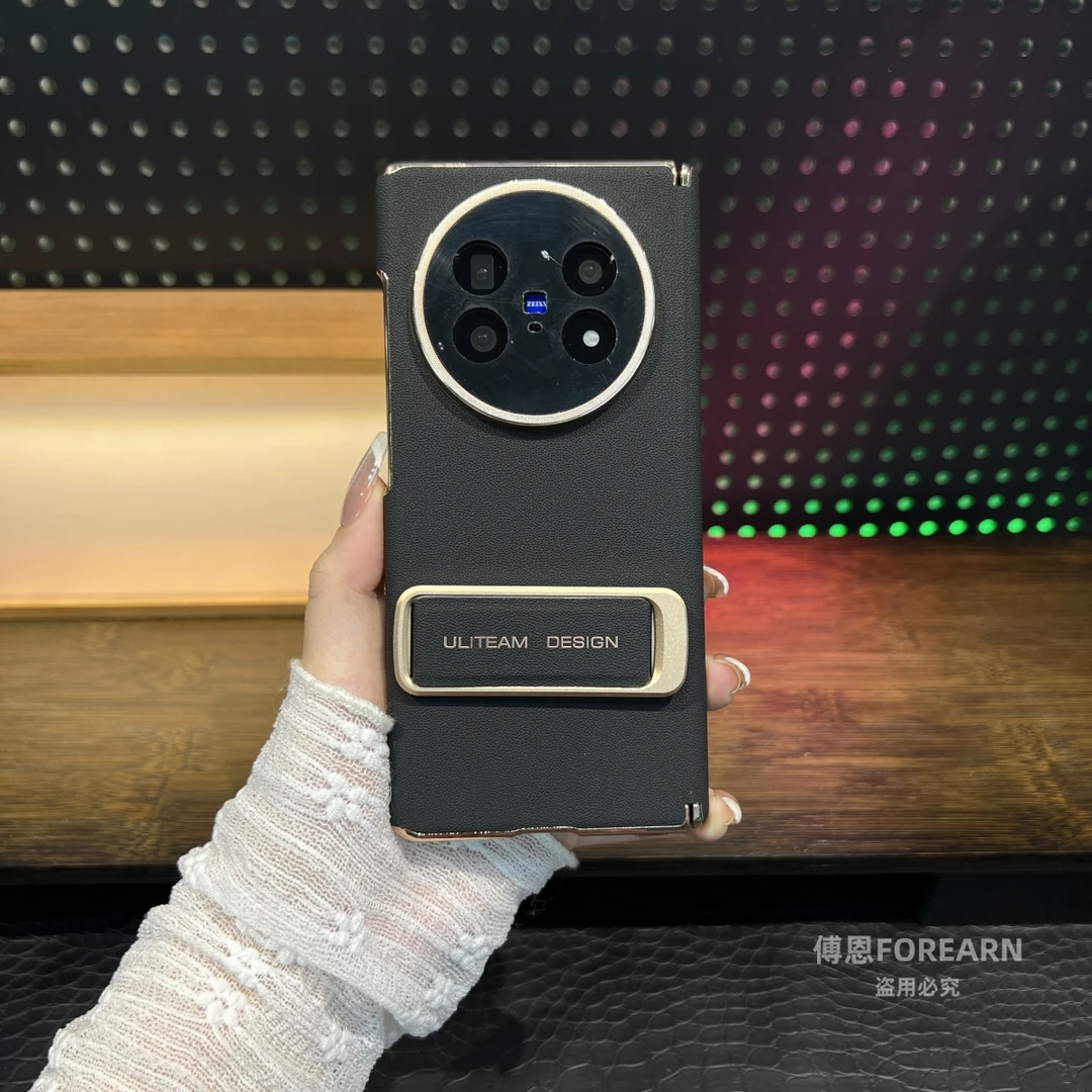 适用于vivo X Fold5手机壳双中轴折叠屏vivoxfold5手腕带支架真皮