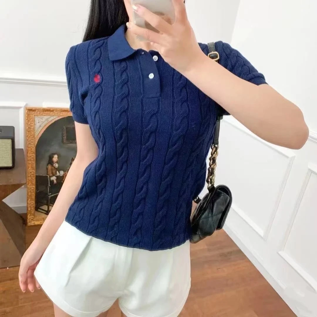 夏季POLO领刺绣短袖针织衫