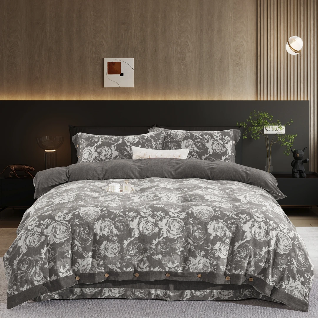 【玫瑰庄园-多色】全棉四件套母婴A类色织提花吸汗透气干爽柔软