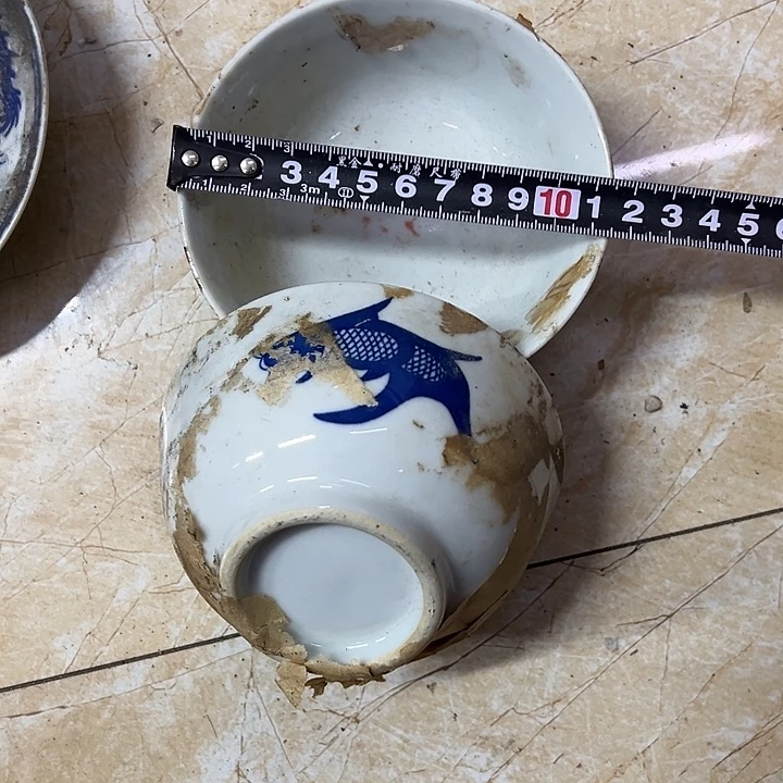 其他陶2个11.5厘米青花鱼纹碗