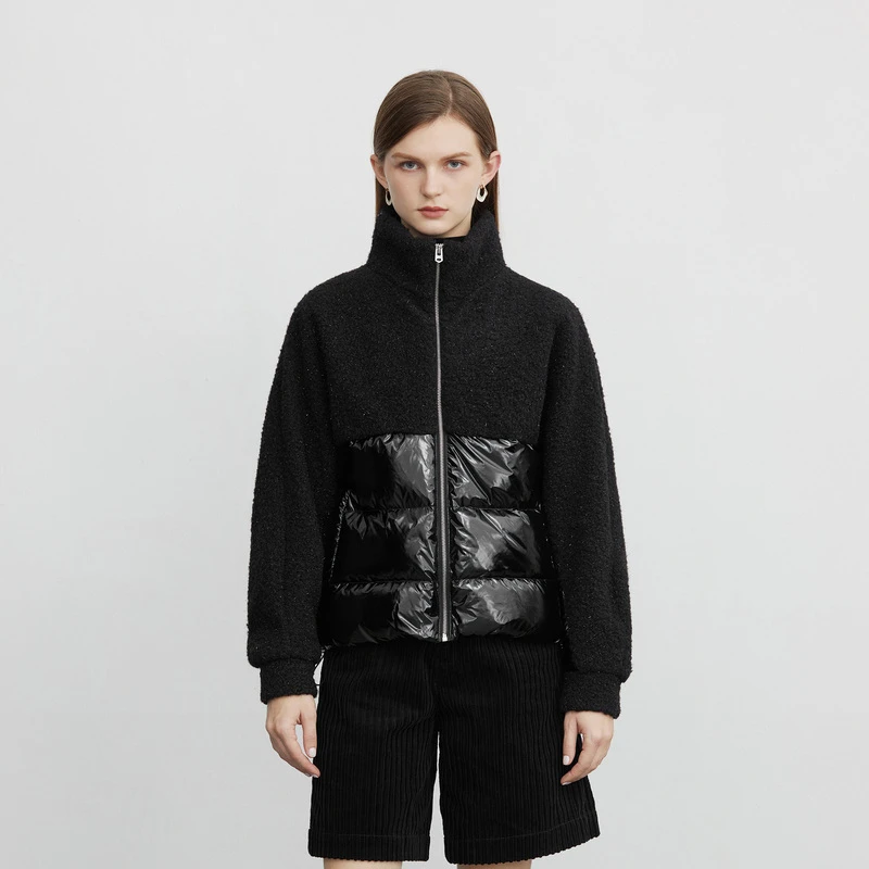 圣迪奥时尚冬季休闲高领碎褶宽松面包服羽绒服S224Z3102