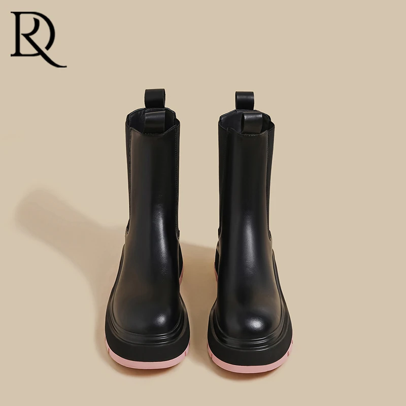 【DR官方正品】加绒切尔西靴女2025冬季厚底时尚保暖烟筒短靴