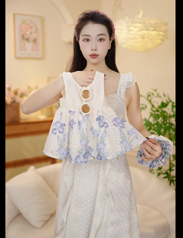 2025夏季新品女童田园风无袖可爱甜美清凉连衣裙XY2553