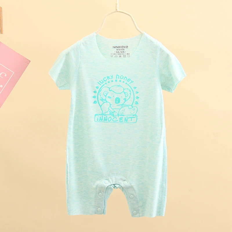 考拉闭裆短袖无骨连体衣宝宝婴儿透气夏款爬服吸汗连身衣男女宝