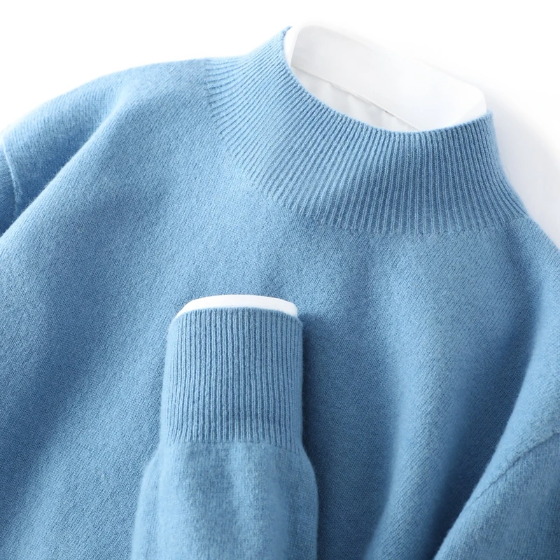 【崔万志工厂】男款半高领一线成衣羊毛针织衫