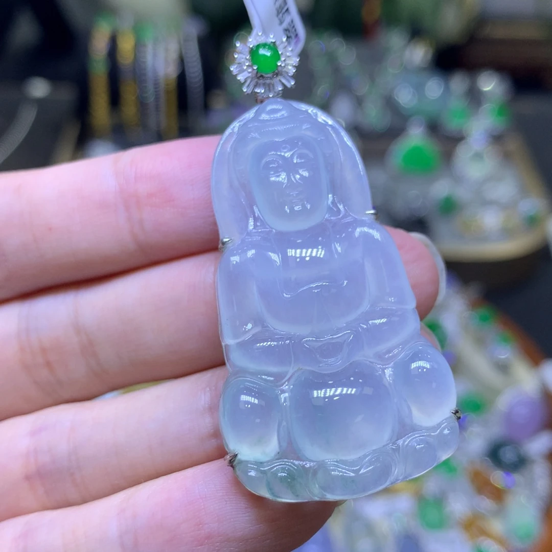 翡翠18K金镶嵌颈饰翡翠吊坠项链