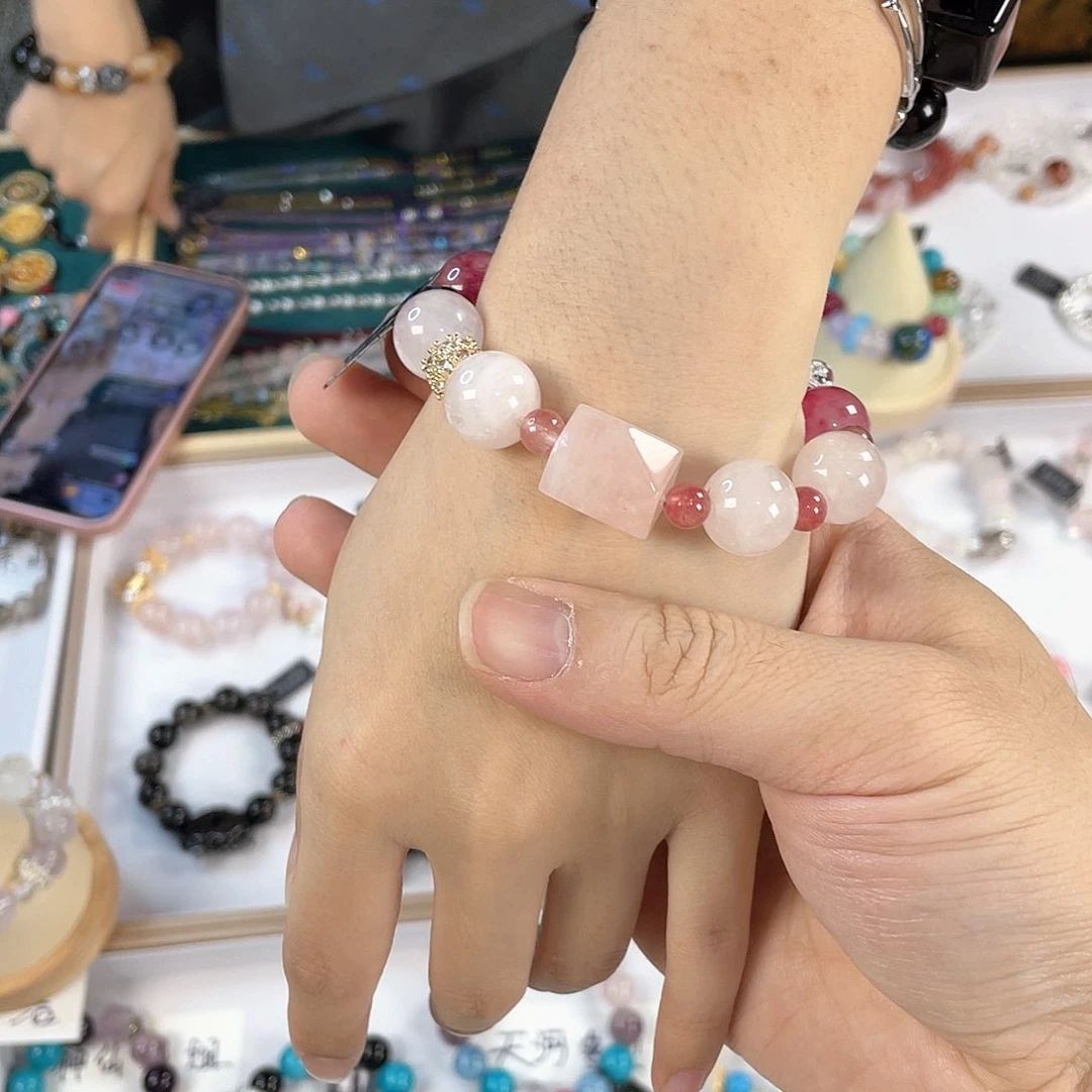 水晶手链银S925镀金镶嵌