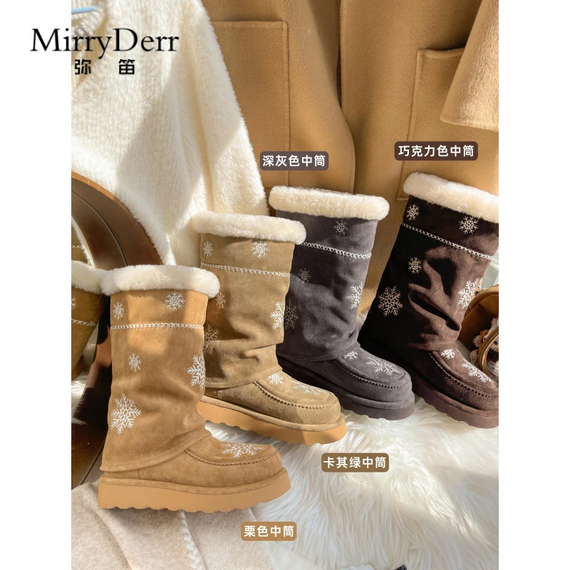 高筒雪花刺绣女2025年冬季新款加绒加厚雪地靴女款爆款2025新款