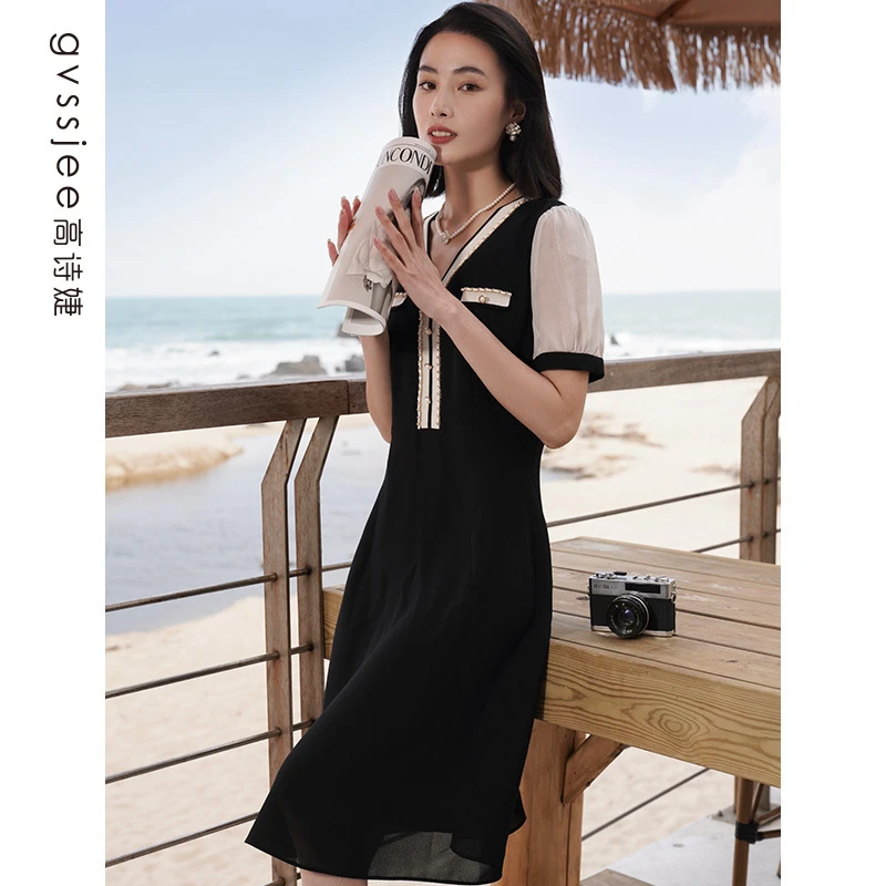 高诗婕夏季新款商场同款短袖连衣裙裙子夏天连衣裙242463093-61