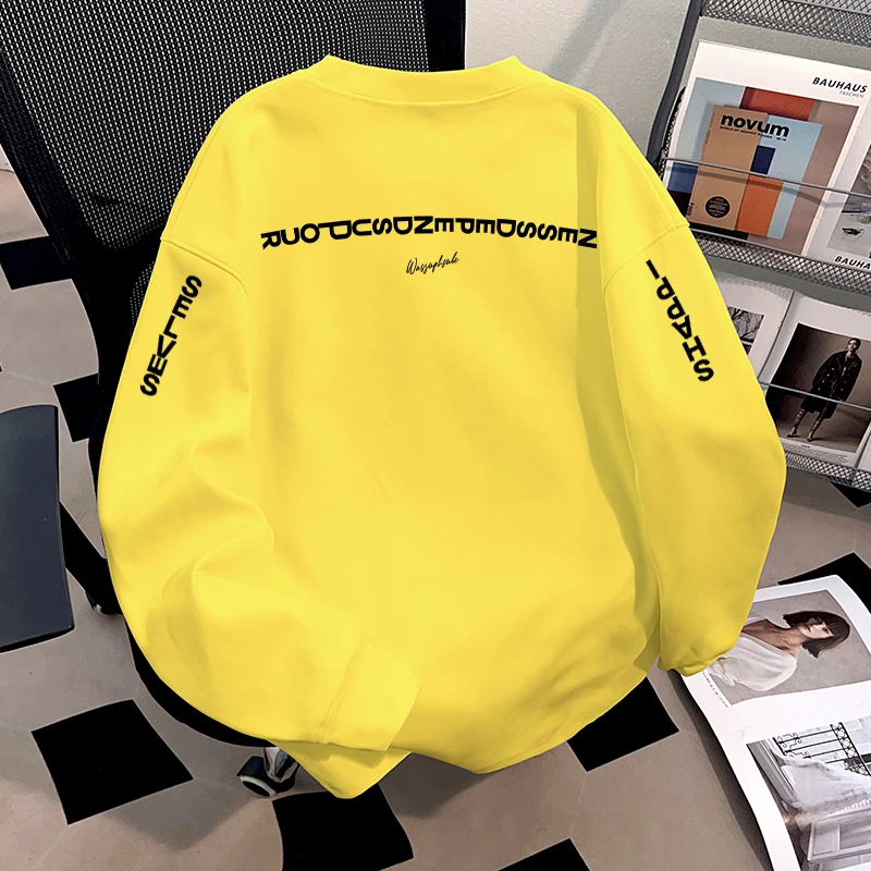 WASSUP HSUBE国潮牌字母印花长袖T恤男士重磅纯棉青少年体恤上衣