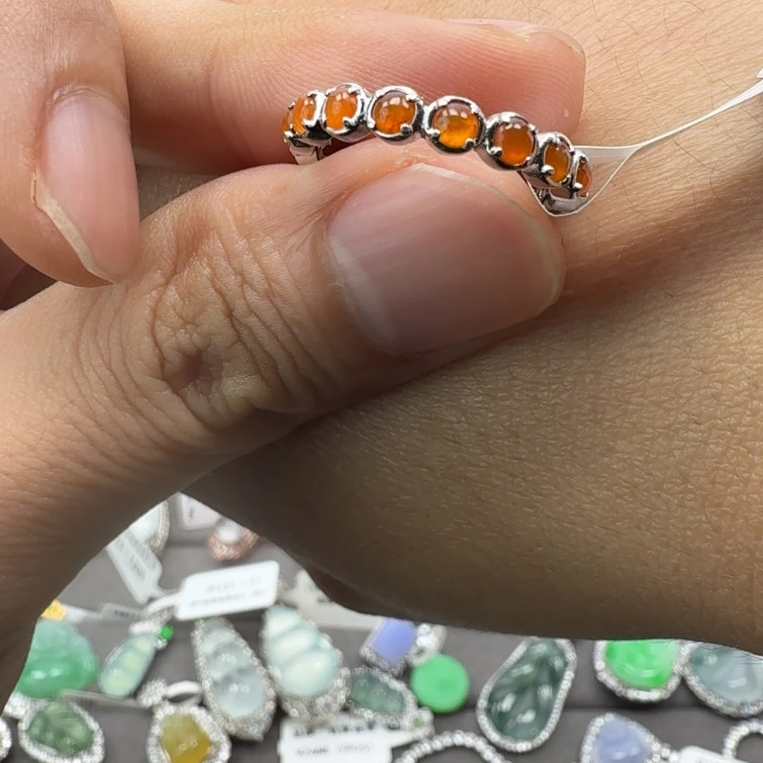 翡翠银S925镶嵌戒指天然缅甸翡翠A货